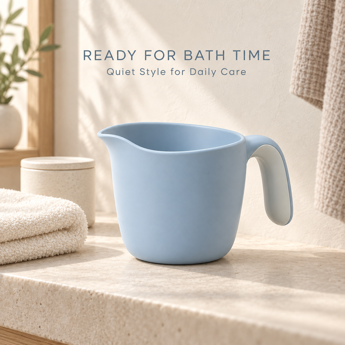 Skinkfye Blue Baby Bath Rinse Cup – Wide-Opening Pouring Cup with Handle