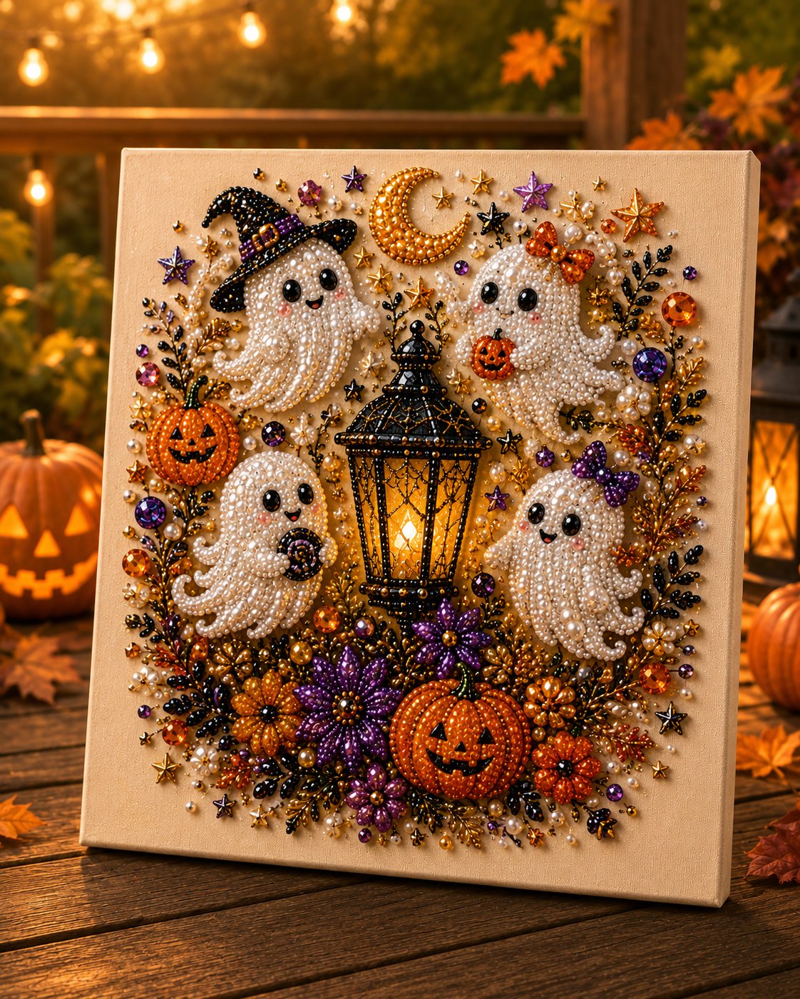 🥳2026 HOT SALE🥳💞50K+ SOLD!🎃✨ 50% OFF! Halloween Pearl Art DIY Kit – No painting skills needed, just match & place pearls. Create spooky‑cute décor for a cosy autumn home! 🧵🖼️