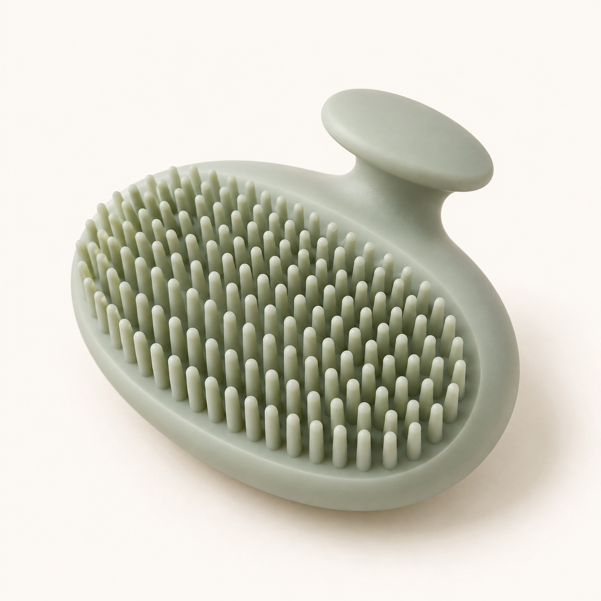 Skinkfye Sage Green Baby Bath and Scalp Brush – Oval Care Brush with Raised Grip