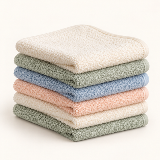 Skinkfye Pastel Baby Washcloths – Six-Piece Terry-Textured Cloth Set