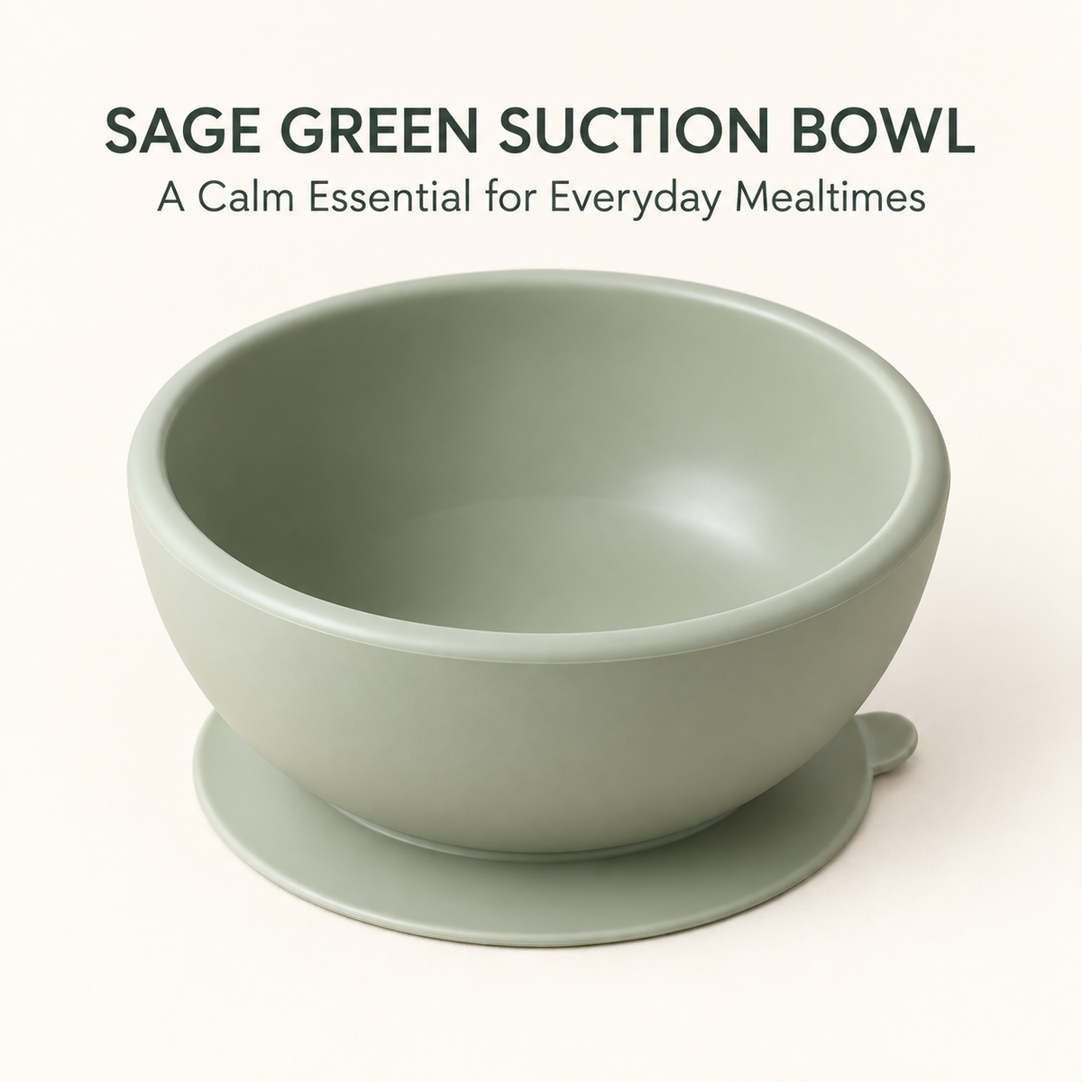 Skinkfye Sage Green Suction Bowl – Rounded Mealtime Bowl with Release Tab