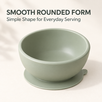 Skinkfye Sage Green Suction Bowl – Rounded Mealtime Bowl with Release Tab