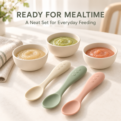 Skinkfye Pastel Baby Feeding Spoons – Three-Piece Mealtime Spoon Set