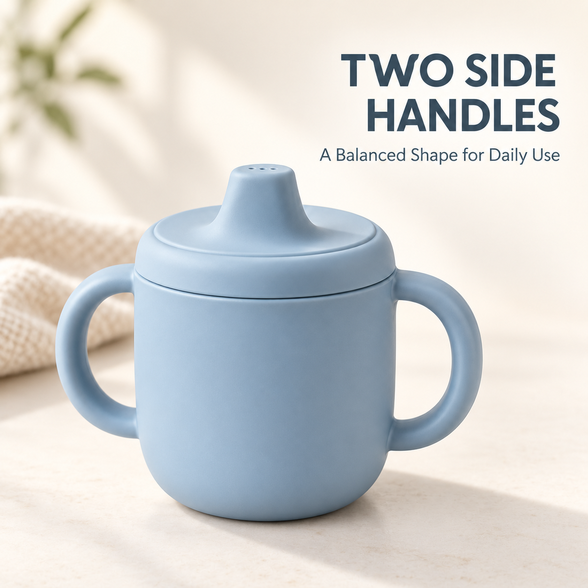 Skinkfye Blue Double-Handle Training Cup – Lidded Cup with Drinking Spout
