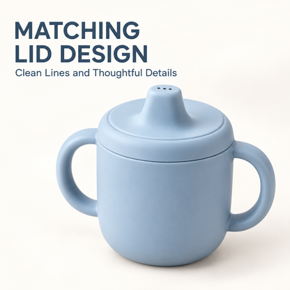 Skinkfye Blue Double-Handle Training Cup – Lidded Cup with Drinking Spout