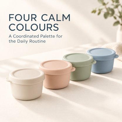 Skinkfye Pastel Lidded Containers – Four-Piece Stackable Mealtime Set
