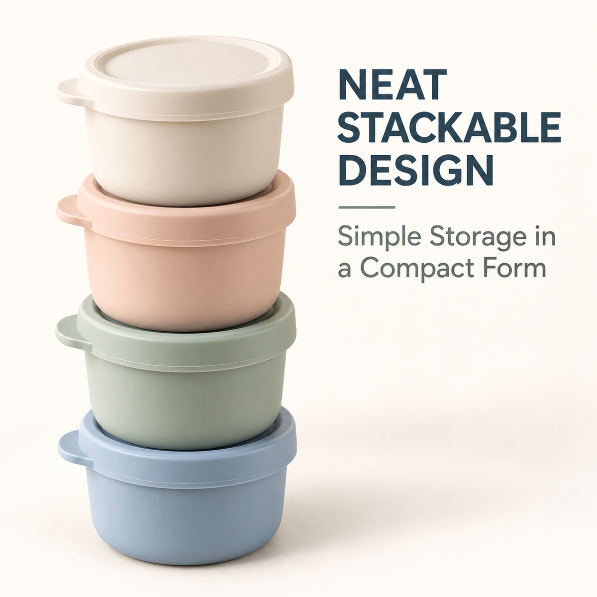 Skinkfye Pastel Lidded Containers – Four-Piece Stackable Mealtime Set