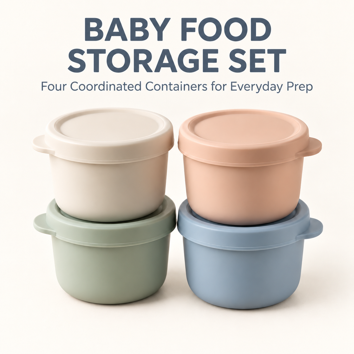 Skinkfye Pastel Lidded Containers – Four-Piece Stackable Mealtime Set