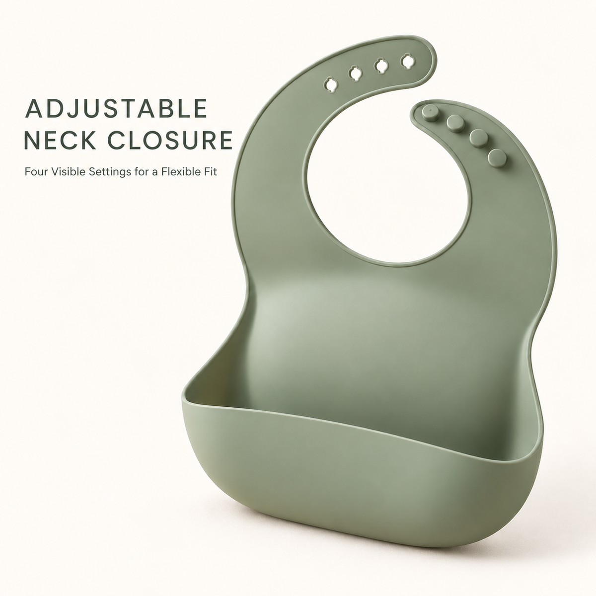 Skinkfye Sage Green Adjustable Feeding Bib – Bib with Wide Catching Pocket