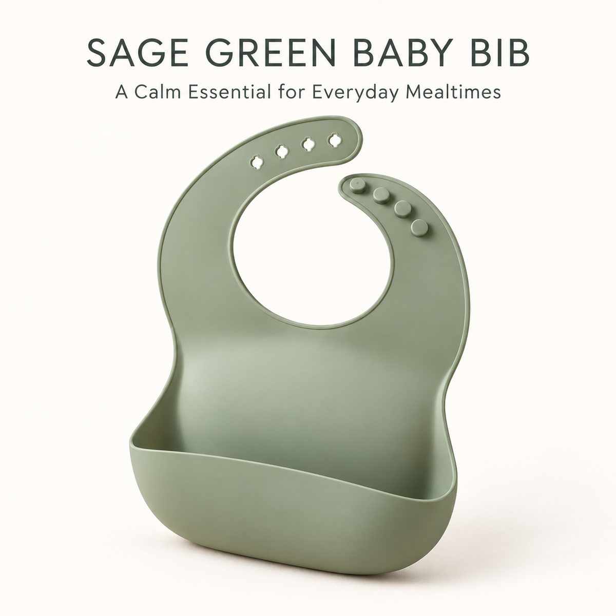 Skinkfye Sage Green Adjustable Feeding Bib – Bib with Wide Catching Pocket