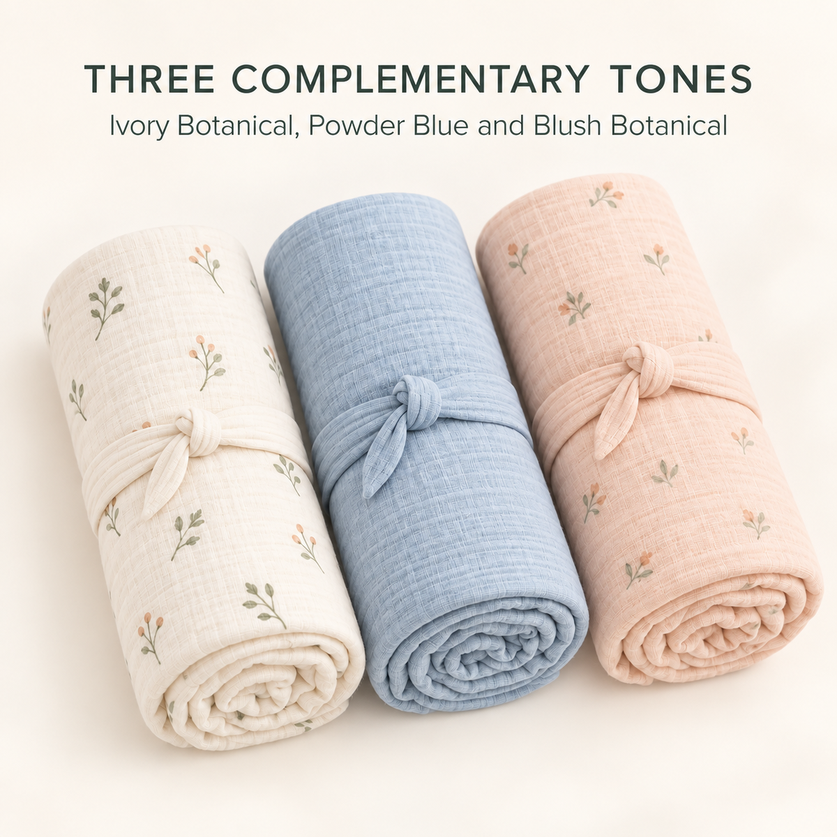 Skinkfye Textured Baby Wrap Blankets – Three-Piece Pastel Nursery Set