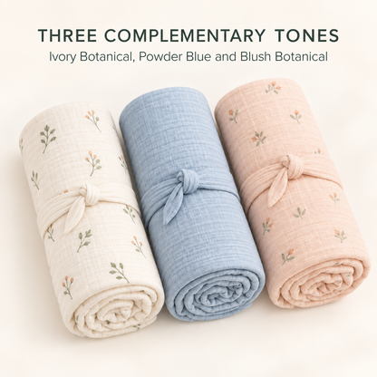 Skinkfye Textured Baby Wrap Blankets – Three-Piece Pastel Nursery Set