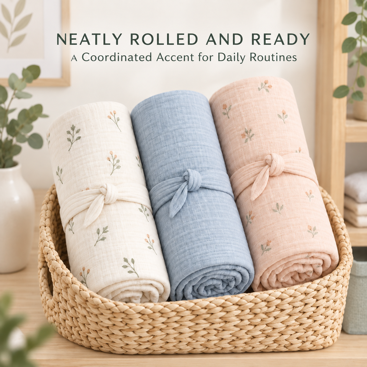 Skinkfye Textured Baby Wrap Blankets – Three-Piece Pastel Nursery Set