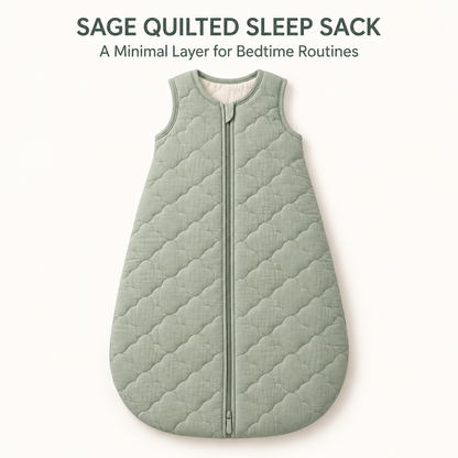 Skinkfye Sage Green Quilted Baby Sleep Sack – Sleeveless Wearable Sleep Bag