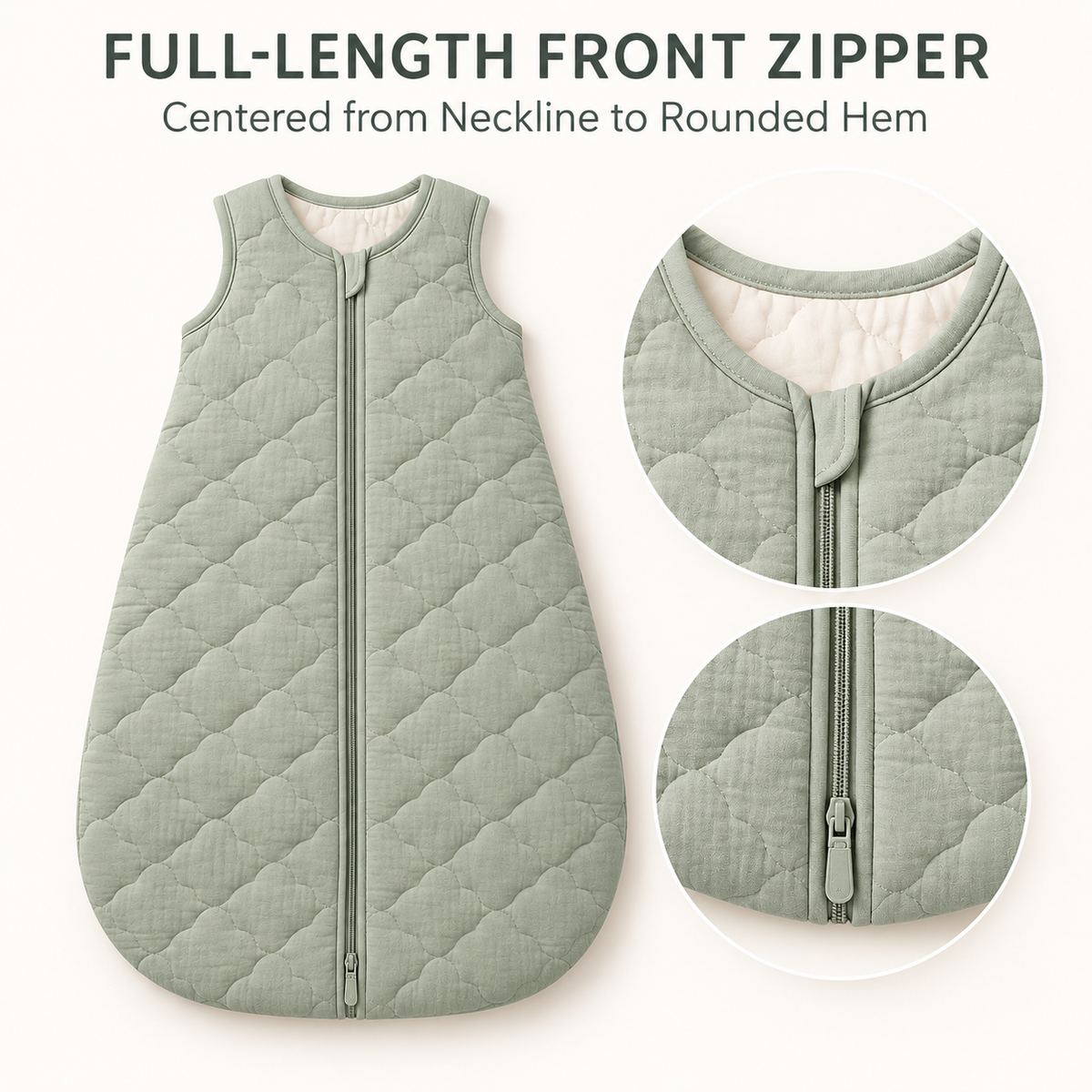 Skinkfye Sage Green Quilted Baby Sleep Sack – Sleeveless Wearable Sleep Bag