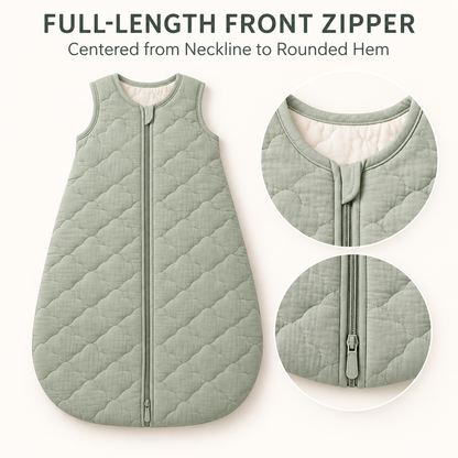 Skinkfye Sage Green Quilted Baby Sleep Sack – Sleeveless Wearable Sleep Bag