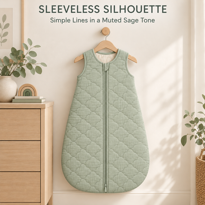 Skinkfye Sage Green Quilted Baby Sleep Sack – Sleeveless Wearable Sleep Bag