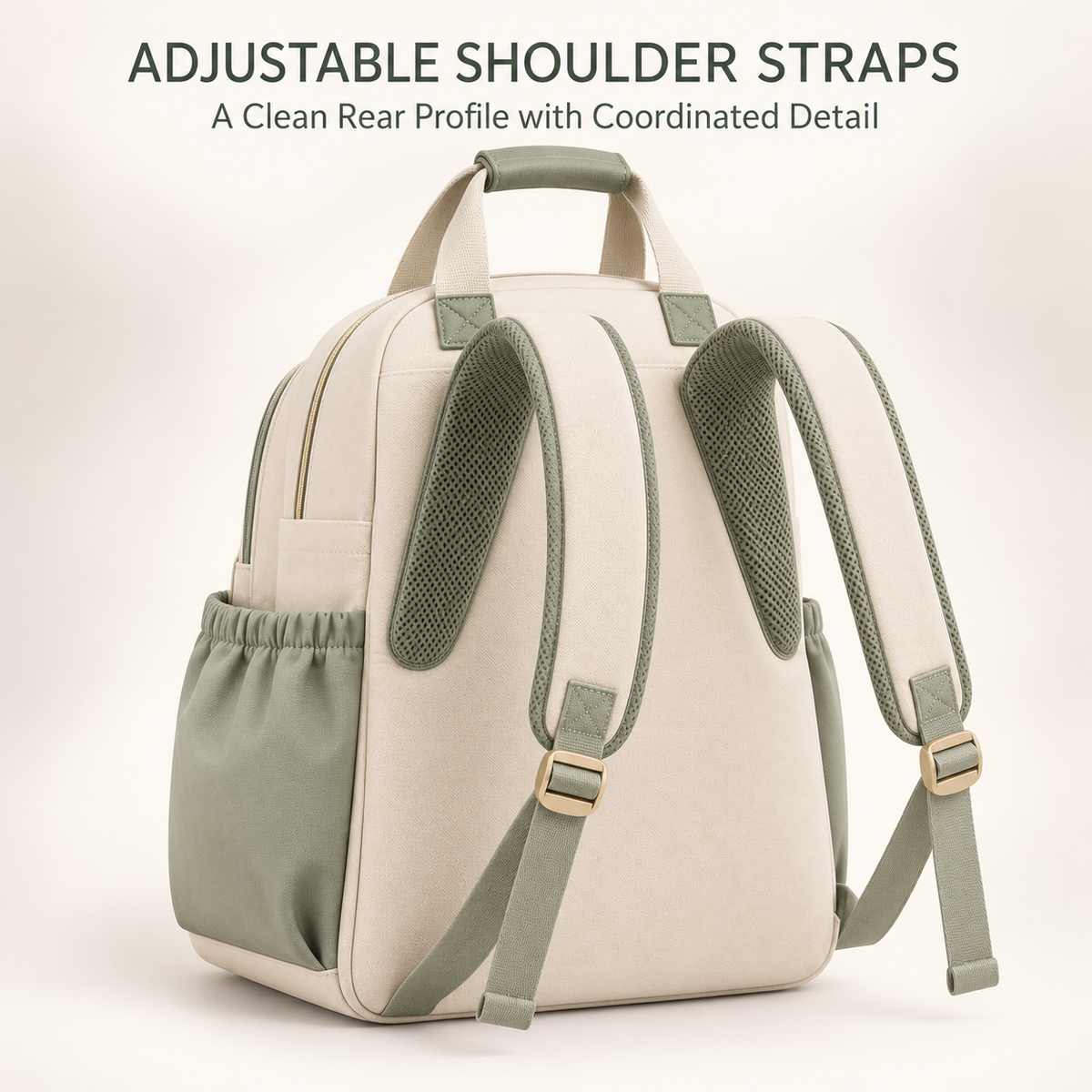 Skinkfye Cream and Sage Diaper Backpack – Multi-Pocket Baby Travel Bag