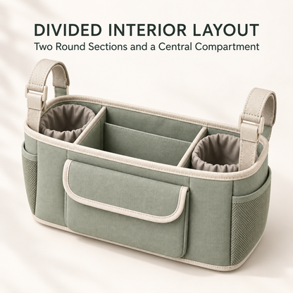Skinkfye Sage Green Stroller Organizer – Multi-Compartment Hanging Storage Bag