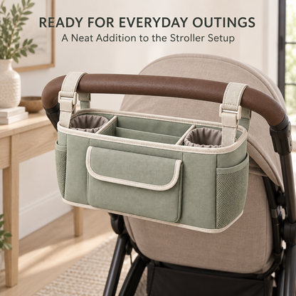 Skinkfye Sage Green Stroller Organizer – Multi-Compartment Hanging Storage Bag