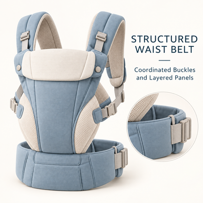 Skinkfye Blue Structured Baby Carrier – Adjustable Carrier with Wide Waist Belt