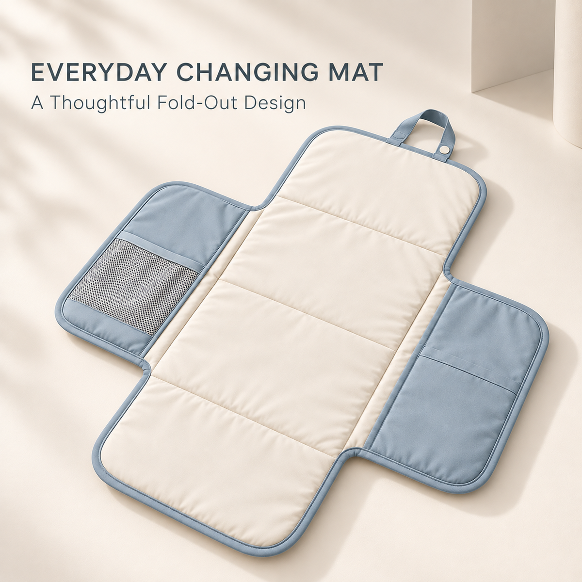 Skinkfye Blue Foldable Baby Changing Mat – Travel Pad with Storage Pockets