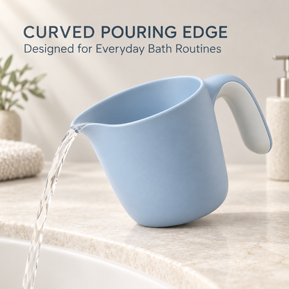 Skinkfye Blue Baby Bath Rinse Cup – Wide-Opening Pouring Cup with Handle
