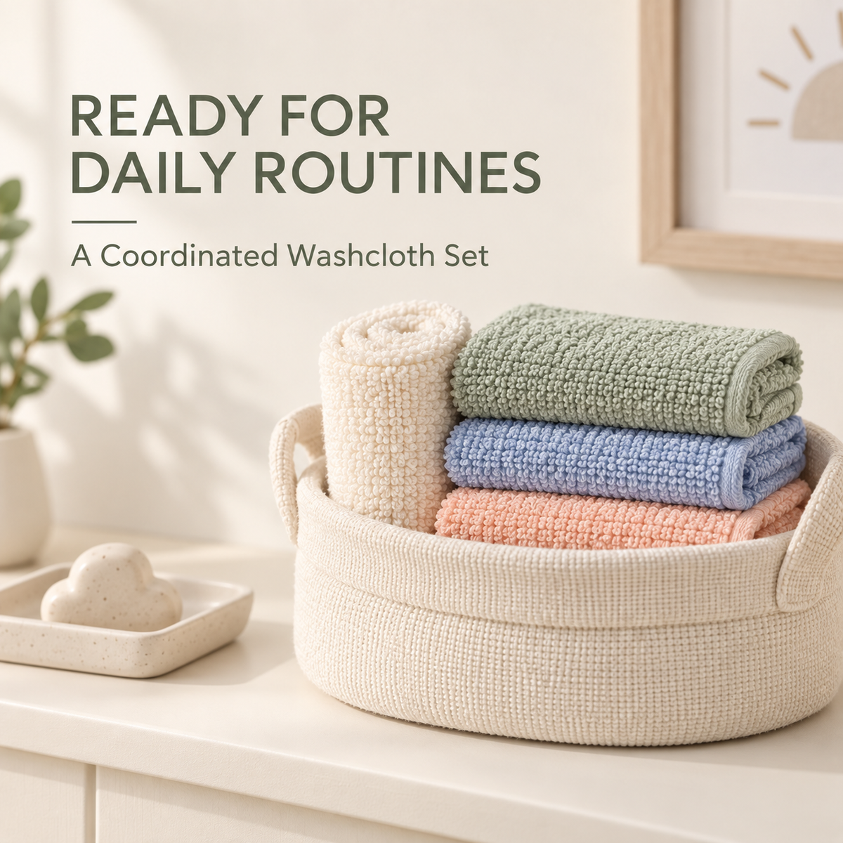 Skinkfye Pastel Baby Washcloths – Six-Piece Terry-Textured Cloth Set