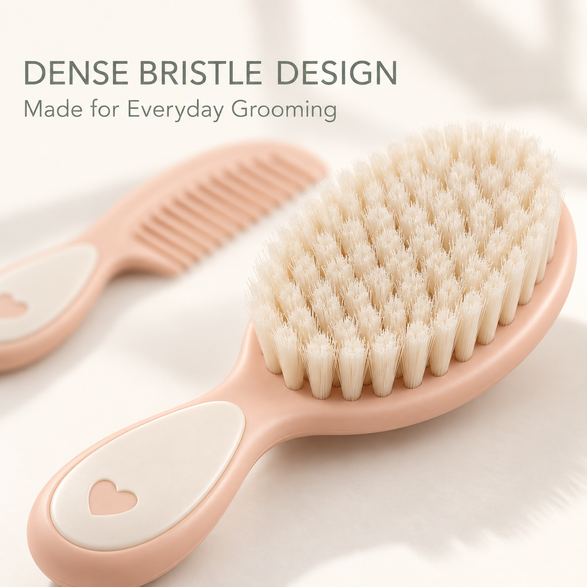 Skinkfye Peach Baby Brush and Wide-Tooth Comb – Two-Piece Grooming Set